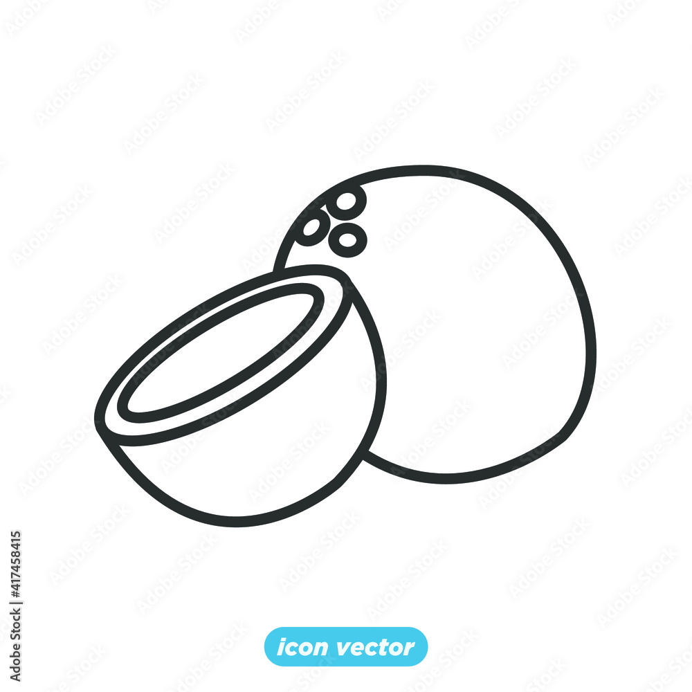 Garden fresh coconut icon. coconut fruits healthy lifestyle symbol