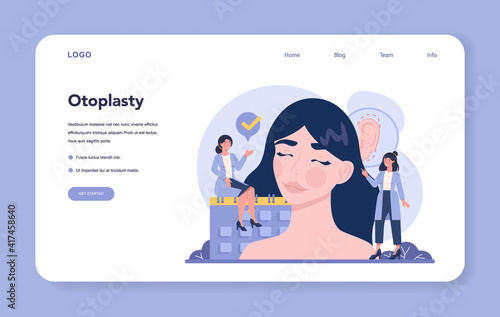 Plastic surgeon web banner or landing page. Idea of body and face correction.