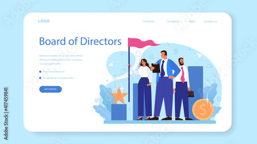 Directors board web banner or landing page. Business planning