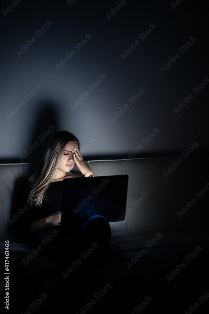Teenage girl studying in a virtual class. Distance education and learning, e-learning, online learning concept during quarantine, pandemics Teenage girl studying in a virtual class. Distance education and learning, e-learning, online learning concept during quarantine, pandemics