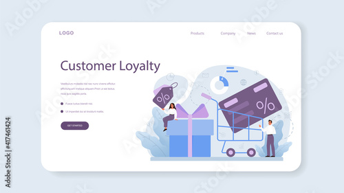 Customer loyalty web banner or landing page. Marketing program development