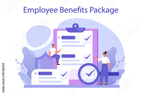 Employee benefits package concept. Compensation supplementing employee's