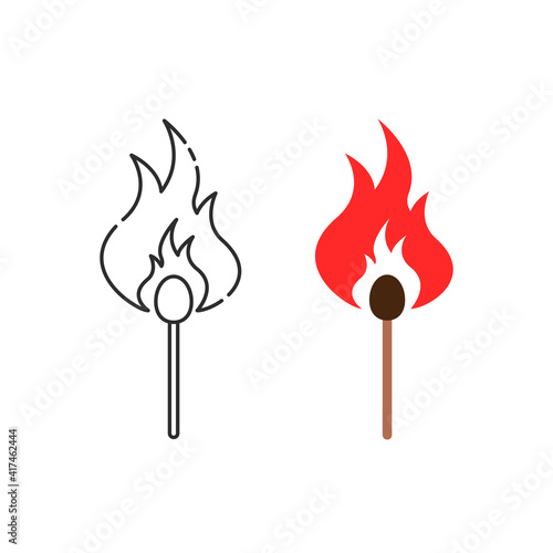 two flat and thin line burning matches
