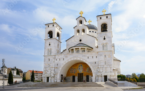Cathedral of the Resurrection of Christ in Podgorica. Montenegro. Cathedral doors