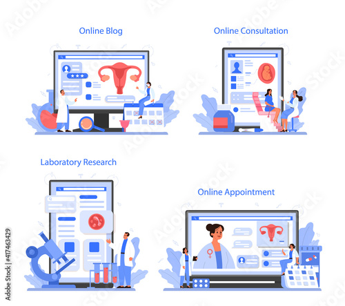 Gynecologist online service or platform set. Women health examination