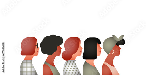 Diverse young women group people isolated