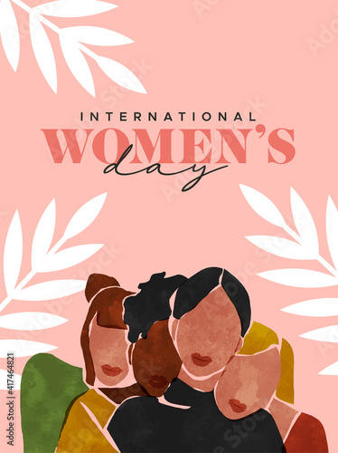 Women's Day abstract art woman friend group card
