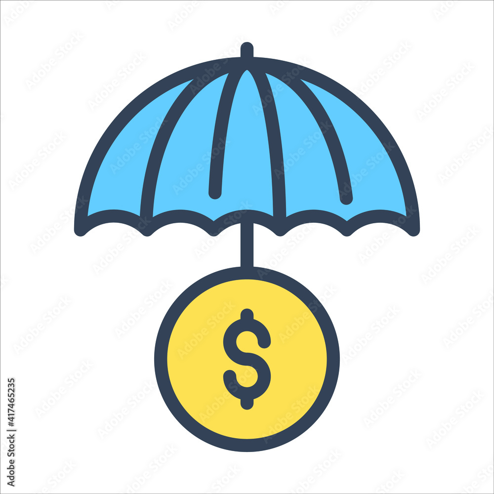 money insurance color outline icon, business and finance icon.