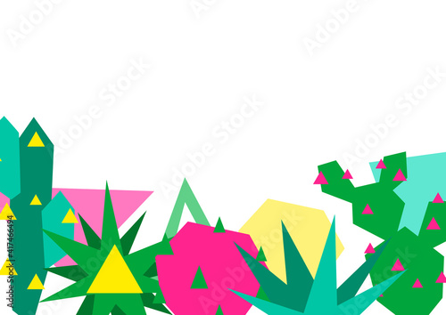 Background with cacti and succulents.