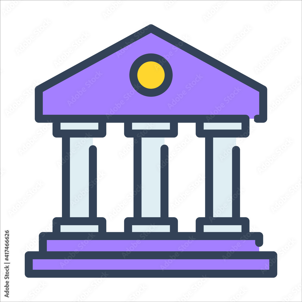 bank color outline icon, business and finance icon. bank color outline icon, business and finance icon.