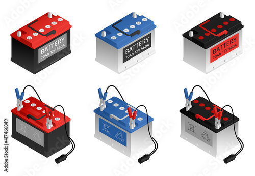 Car Battery Isometric Set