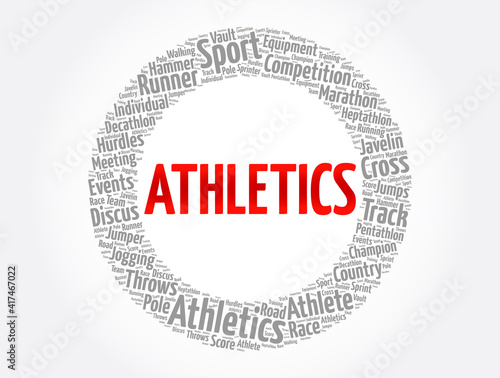 Athletics word cloud collage, sport concept background