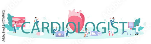 Cardiologist web banner or landing page set. Idea of heart care