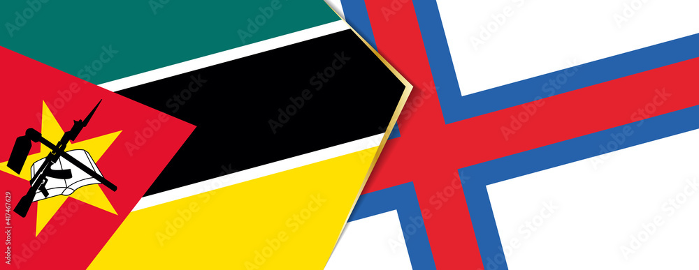 Mozambique and Faroe Islands flags, two vector flags.