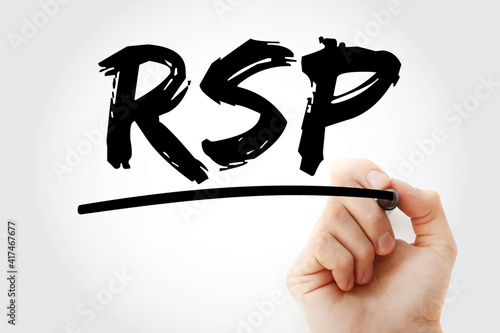 RSP - Retail Selling Price acronym with marker, business concept background photo