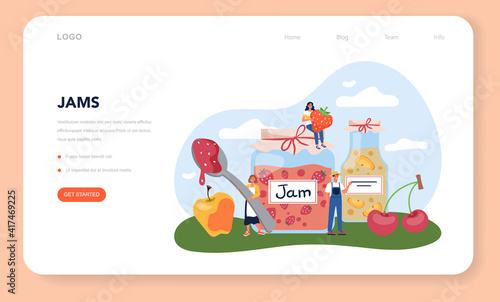 Farm jams web banner or landing page. Farming food production.