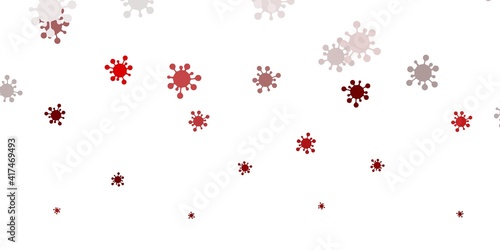 Light pink, red vector background with covid-19 symbols.