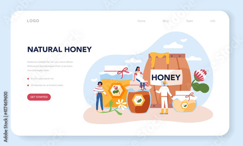 Hiver or beekeeper web banner or landing page. Professional farmer