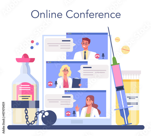 Narcologist online service or platform. Idea of medical treatment