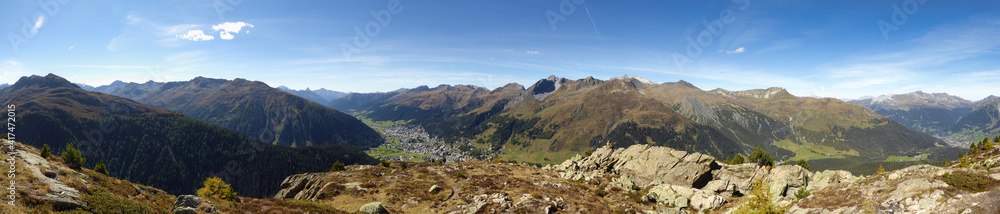 Davos Klosters Switzerland, Seehorn peak, Swiss beautiful landscape nature Panorama Picture