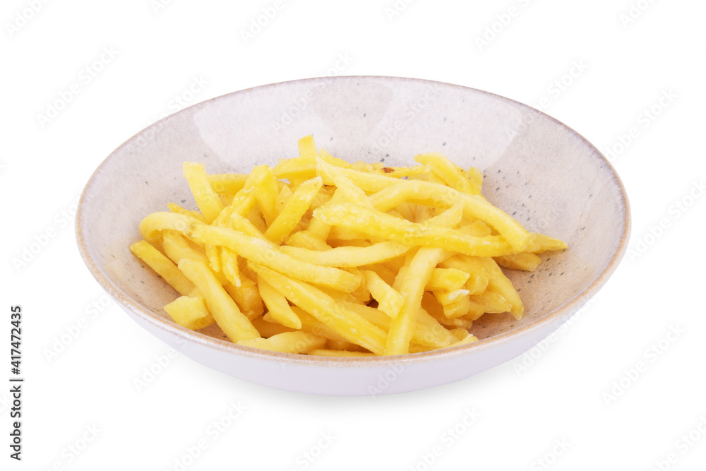 French fries isolated on white background.