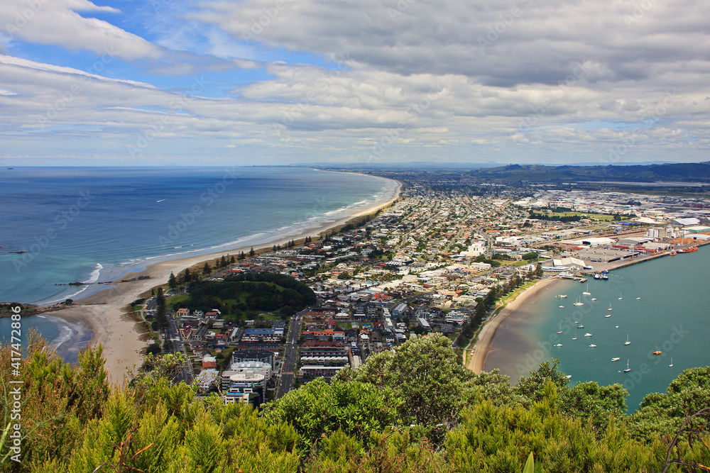 Scenic view over Tauranga peninsula in New Zealand