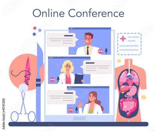 Surgeon online service or platform. Doctor performing medical operations.