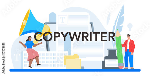 Copywriter typographic header. Writing and designing texts, creativity