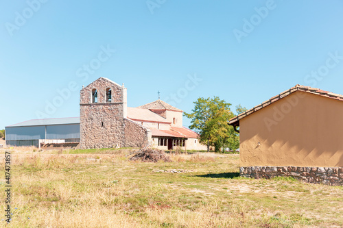 Santiago Apostol church in Zayas de Bascones village (Alcubilla de Avellaneda), province of Soria, Castile and Leon, Spain photo