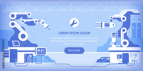 Vector landing page of tech industry with robotic technology concept