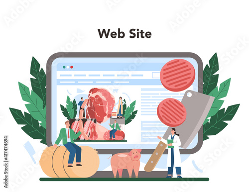 Meat production industry online service or platform. Butcher or meatman