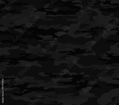 Camouflage black background, night stylish print, street design.