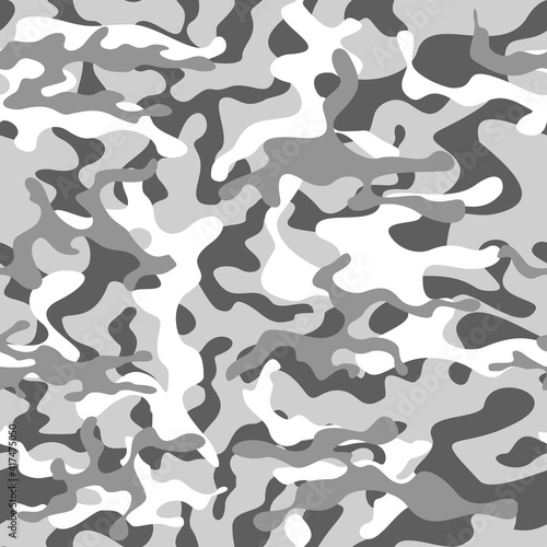 Gray camo texture seamless pattern. Print on clothes, paper, fabric