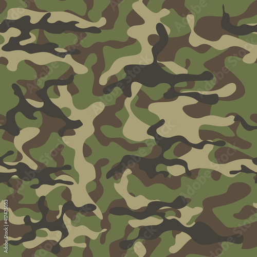 Camouflage military pattern seamless vector background. Fashionable design
