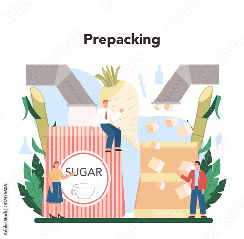 Sugar production industry. Saccharose and fructose extracted