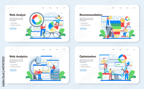 Website analyst web banner or landing page set. Web page improvement