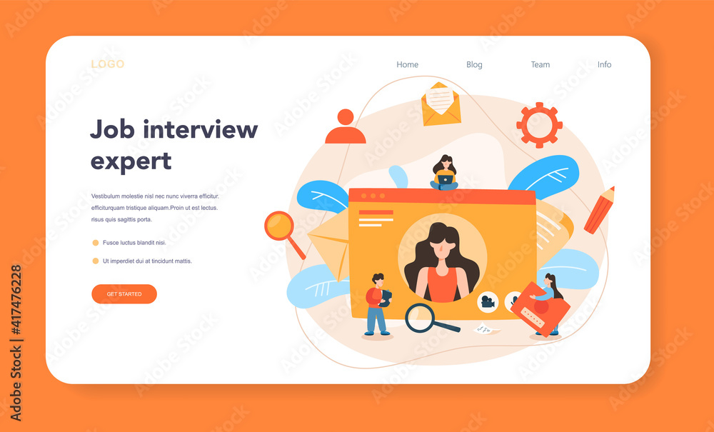 Job interview web banner or landing page. Idea of employment and hiring. Job interview web banner or landing page. Idea of employment and hiring.