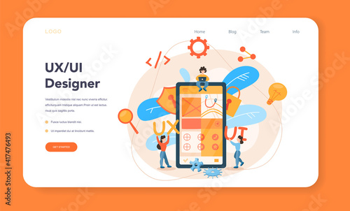 UX UI designer web banner or landing page. App interface improvement