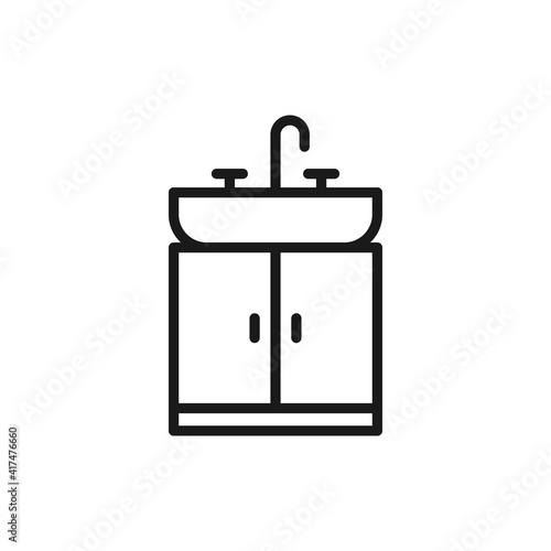 Sink icon. Bathroom symbol for home interior design concept.