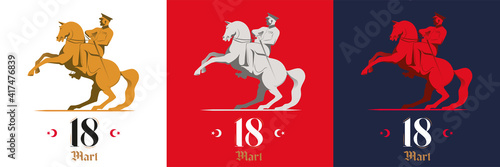 18 mart canakkale zaferi ve sehitleri anma gunu vector illustration. English translation ; (18 March, Canakkale Victory Day and martyrs Memorial Day Turkey celebration card.)