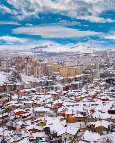 Panoramic Ankara view with shanty town from Ankara castle in winter time photo