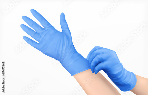 Hands In Gloves Realistic Design Concept