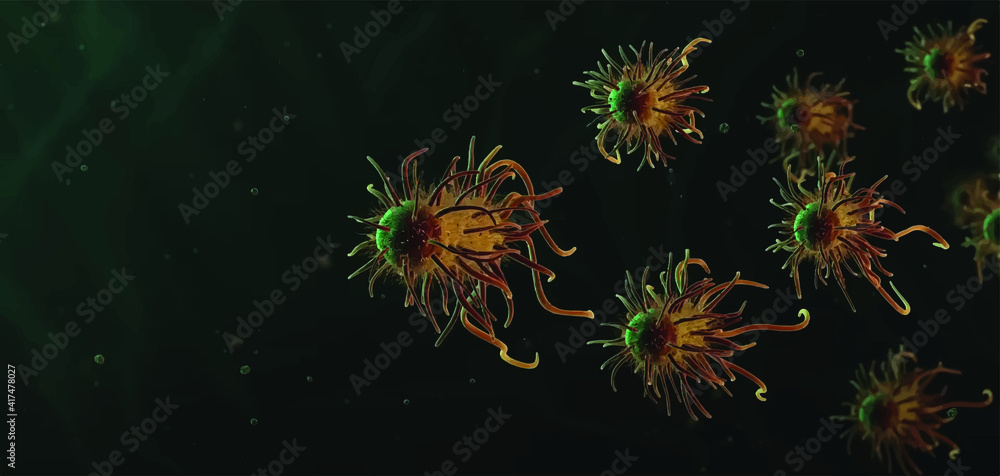 Vector of Coronavirus 2019-nCoV and Virus background with disease cells ...