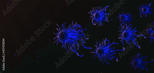 Vector of Coronavirus 2019-nCoV and Virus background with disease cells and red blood cell.COVID-19 Corona virus outbreaking and Pandemic medical health risk concept.Vector illustration eps 10