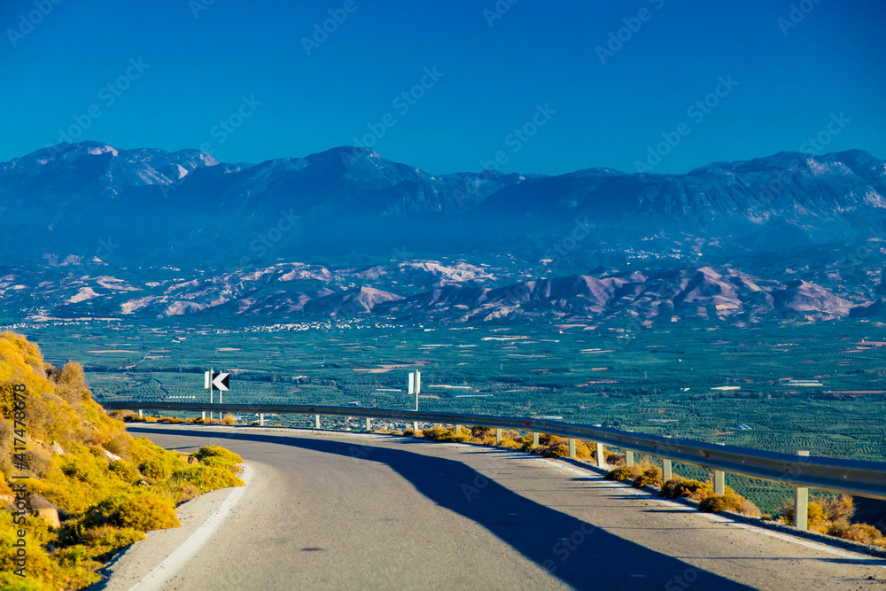 View on a countryside mountain roads