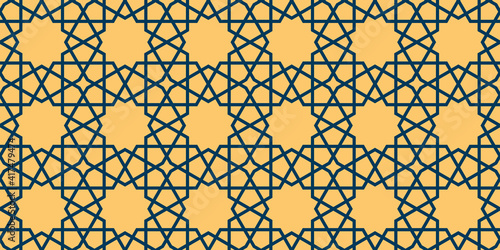 Geometric Islamic Seamless Pattern for decoration greeting card or interior. Vector Illustration.