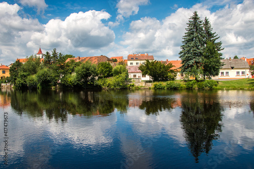 the old town reflecting on the river / Czech Republic, Horazdovice, Otava river © Ladislav_Zemanek