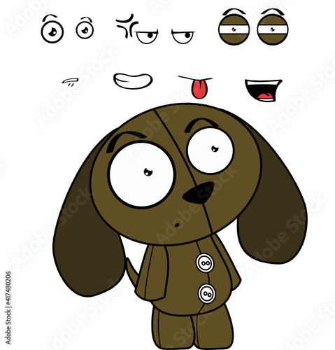 cute little dog plush toy expressions collection in vector format very easy to edit 