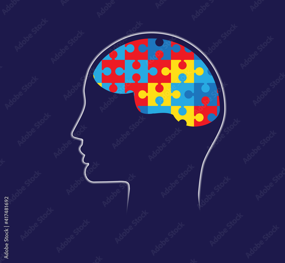 Brain-shaped puzzles. Blue background. Brain-shaped puzzles. Blue background.