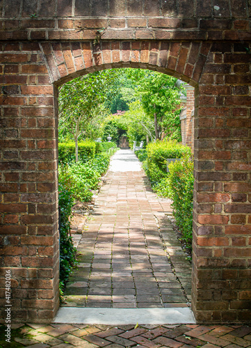 Arched entrance into a garden